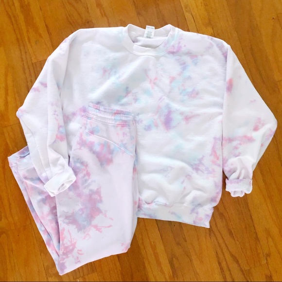 NEW Pink purple blue tie dyed jogger pants S-XL - Picture 2 of 2